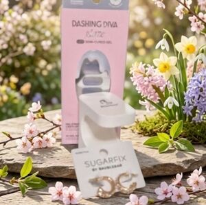 Semi-Cured Gel Nail Set W/Nail Lamp & Earrings